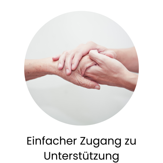 Zwei Hände, die sich berühren, symbolisieren Unterstützung und Zusammenarbeit.